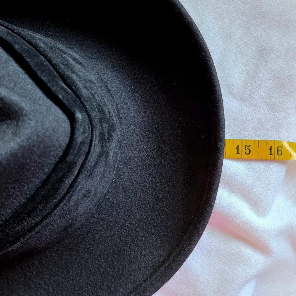 Eric Javits L'Avenue Fedora Large Black Wool Felt Wide Brim Hat - Picture 9 of 11